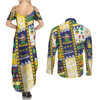 Tokelau Christmas Couples Matching Summer Maxi Dress and Long Sleeve Button Shirt Festive Beach Vibes LT05 - Polynesian Pride