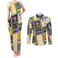 Tokelau Christmas Couples Matching Tank Maxi Dress and Long Sleeve Button Shirt Festive Beach Vibes LT05 Colorful - Polynesian Pride