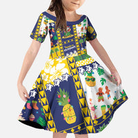 Tokelau Christmas Family Matching Off Shoulder Short Dress and Hawaiian Shirt Festive Beach Vibes - Polynesian Pride