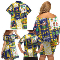 Tokelau Christmas Family Matching Off Shoulder Short Dress and Hawaiian Shirt Festive Beach Vibes - Polynesian Pride