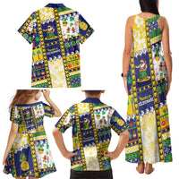 Tokelau Christmas Family Matching Tank Maxi Dress and Hawaiian Shirt Festive Beach Vibes - Polynesian Pride
