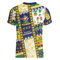 Tokelau Christmas Women V-Neck T-Shirt Festive Beach Vibes LT05 - Polynesian Pride