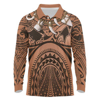 Polynesia Maui Tattoo Inspired Cosplay Costume Long Sleeve Polo Shirt