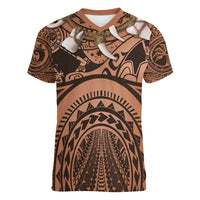 Polynesia Maui Tattoo Inspired Cosplay Costume Women V-Neck T-Shirt LT05 Female Beige - Polynesian Pride