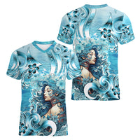 Hawaii Namaka Goddess Of The Sea Women V Neck T Shirt Polynesian Style LT05 - Polynesian Pride