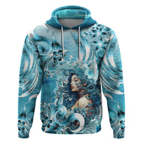 Hawaii Namaka Goddess Of The Sea Zip Hoodie Polynesian Style LT05 Pullover Hoodie Turquoise - Polynesian Pride
