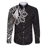 Philippines Tribal Family Matching Puletasi and Hawaiian Shirt King Lapu Lapu Black Version