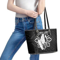 Philippines Tribal Leather Tote Bag King Lapu Lapu Black Version