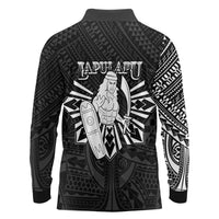 Philippines Tribal Long Sleeve Polo Shirt King Lapu Lapu Black Version
