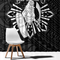 Philippines Tribal Window Curtain King Lapu Lapu Black Version