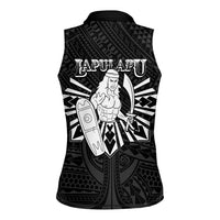 Philippines Tribal Women Sleeveless Polo Shirt King Lapu Lapu Black Version