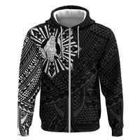 Philippines Tribal Zip Hoodie King Lapu Lapu Black Version