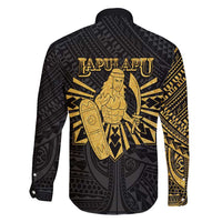 Philippines Tribal Family Matching Long Sleeve Bodycon Dress and Hawaiian Shirt King Lapu Lapu Gold Version