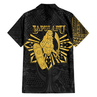 Philippines Tribal Family Matching Puletasi and Hawaiian Shirt King Lapu Lapu Gold Version