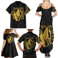 Philippines Tribal Family Matching Summer Maxi Dress and Hawaiian Shirt King Lapu Lapu Gold Version