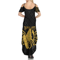 Philippines Tribal Summer Maxi Dress King Lapu Lapu Gold Version LT05 - Polynesian Pride