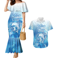 Mother's Love Is Deeper Than Ocean Couples Matching Mermaid Dress and Hawaiian Shirt Polynesian Style LT05 Blue - Polynesian Pride