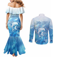 Mother's Love Is Deeper Than Ocean Couples Matching Mermaid Dress and Long Sleeve Button Shirt Polynesian Style LT05 - Polynesian Pride