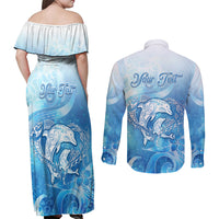 Mother's Love Is Deeper Than Ocean Couples Matching Off Shoulder Maxi Dress and Long Sleeve Button Shirt Polynesian Style LT05 - Polynesian Pride
