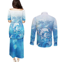 Mother's Love Is Deeper Than Ocean Couples Matching Puletasi and Long Sleeve Button Shirt Polynesian Style LT05 - Polynesian Pride