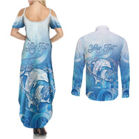 Mother's Love Is Deeper Than Ocean Couples Matching Summer Maxi Dress and Long Sleeve Button Shirt Polynesian Style LT05 - Polynesian Pride