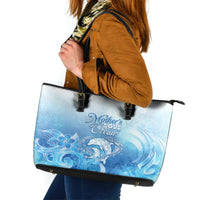 Mother's Love Is Deeper Than Ocean Leather Tote Bag Polynesian Style LT05 Blue - Polynesian Pride