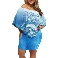 Mother's Love Is Deeper Than Ocean Off Shoulder Short Dress Polynesian Style LT05 Women Blue - Polynesian Pride