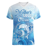 Mother's Love Is Deeper Than Ocean Women V-Neck T-Shirt Polynesian Style
