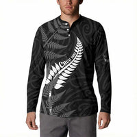 Personalised New Zealand Chur Bro Button Sweatshirt Maori Koru With Silver Fern LT05 - Polynesian Pride
