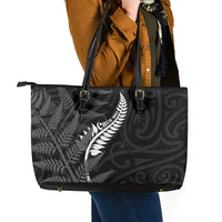 New Zealand Chur Bro Leather Tote Bag Maori Koru With Silver Fern LT05 - Polynesian Pride