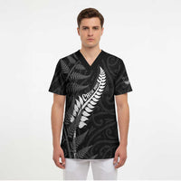 Personalised New Zealand Chur Bro Scrub Top Maori Koru With Silver Fern LT05 - Polynesian Pride