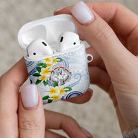 Northern Mariana Islands Chamorro AirPods Case Plumeria Curves Style White Version LT05 - Polynesian Pride
