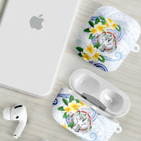 Northern Mariana Islands Chamorro AirPods Case Plumeria Curves Style White Version LT05 - Polynesian Pride