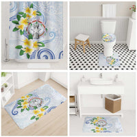 Northern Mariana Islands Chamorro Bathroom Set Plumeria Curves Style White Version LT05 - Polynesian Pride