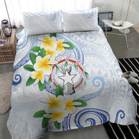 Northern Mariana Islands Chamorro Bedding Set Plumeria Curves Style White Version LT05 - Polynesian Pride
