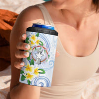 Northern Mariana Islands Chamorro 4 in 1 Can Cooler Tumbler Plumeria Curves Style White Version LT05 - Polynesian Pride