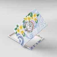 Northern Mariana Islands Chamorro Canvas Wall Art Plumeria Curves Style White Version LT05 With Frame White - Polynesian Pride