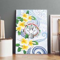 Northern Mariana Islands Chamorro Canvas Wall Art Plumeria Curves Style White Version LT05 - Polynesian Pride