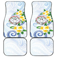 Northern Mariana Islands Chamorro Car Mats Plumeria Curves Style White Version LT05 - Polynesian Pride