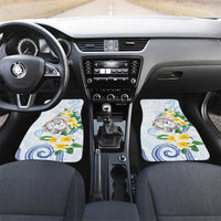 Northern Mariana Islands Chamorro Car Mats Plumeria Curves Style White Version LT05 Set 2pcs - Front White - Polynesian Pride