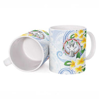 Northern Mariana Islands Chamorro Ceramic Mug Plumeria Curves Style White Version LT05 - Polynesian Pride