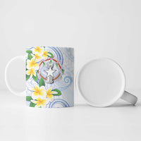 Northern Mariana Islands Chamorro Ceramic Mug Plumeria Curves Style White Version LT05 - Polynesian Pride