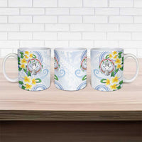 Northern Mariana Islands Chamorro Ceramic Mug Plumeria Curves Style White Version LT05 - Polynesian Pride