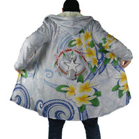 Northern Mariana Islands Chamorro Cloak Plumeria Curves Style White Version LT05 - Polynesian Pride
