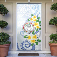 Northern Mariana Islands Chamorro Door Cover Plumeria Curves Style White Version