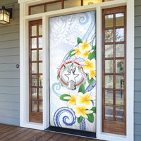 Northern Mariana Islands Chamorro Door Cover Plumeria Curves Style White Version