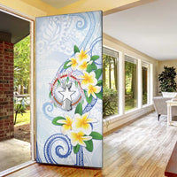 Northern Mariana Islands Chamorro Door Cover Plumeria Curves Style White Version