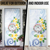 Northern Mariana Islands Chamorro Door Cover Plumeria Curves Style White Version