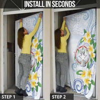 Northern Mariana Islands Chamorro Door Cover Plumeria Curves Style White Version