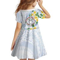Northern Mariana Islands Chamorro Family Matching Short Sleeve Bodycon Dress and Hawaiian Shirt Plumeria Curves Style White Version